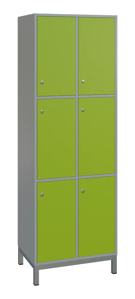 SBS-3322 šatní skříň 6-boxová, 1800x600x400 mm, kovové nohy, korpus šedý, dvířka jarní zeleň